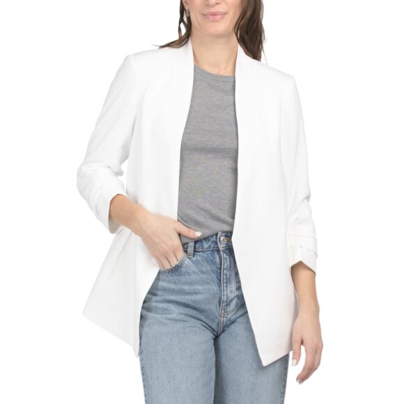 RACHEL ZOE Off White Twill Blazer With Pleated Cuffs - Picture 1 of 2
